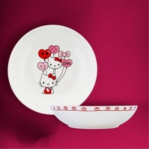 Sanrio Hello Kitty Balloons 9-Inch Single Ceramic Coupe Dinner Bowl Valentines